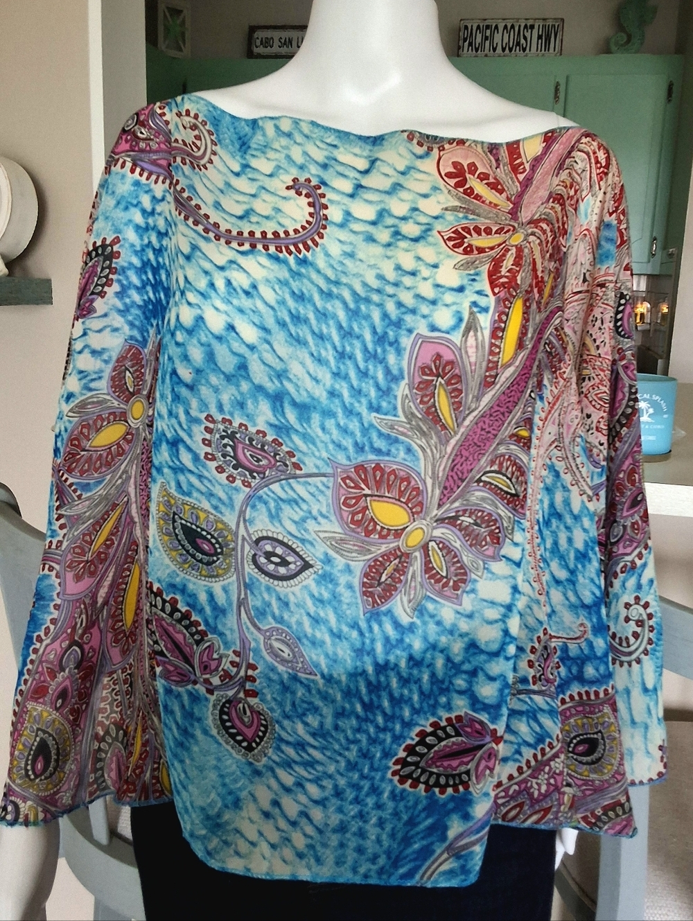 Beautiful Paisley Poncho Style Blouse - NWOT